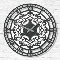 Drevené nástenné hodiny - Ornamenty | Antracitovo-šedá