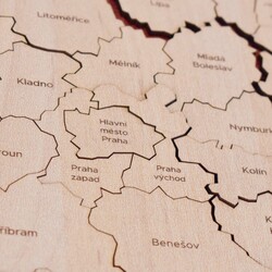 Drevené PUZZLE - Mapa okresov Česka | Javor