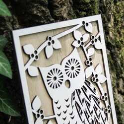 3D fakép - Bagoly | Fehér / Sonoma Tölgy