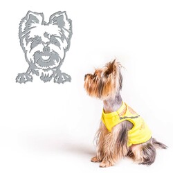 Wooden Picture of a Dog - Yorkshire | Silver