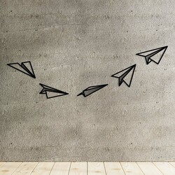 Dřevěné samolepky na zeď - Papírová letadélka | Černá