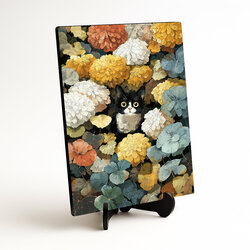 Pestrofarebný obraz - Mačka v kvetoch