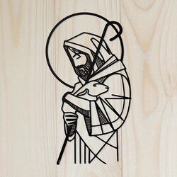 Modern Wall Art - Jesus - The Good Shepherd | Black