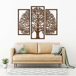 3-Piece Wooden Picture - Tree of Happiness | Walnut