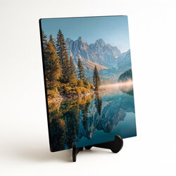 Drevený obraz - Jesenné hory a jazero