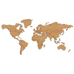 Cork World Map with Borders on the Wall