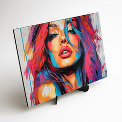 Pop art dřevěný obraz - Žena v barvách