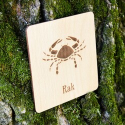 Drevená podložka pod pohár - Znamenie rak