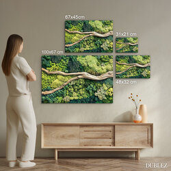 Imitace mechového obrazu - Větev v lese