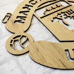 Wooden Wall Art - Manchester United Logo | Gold Craft Oak