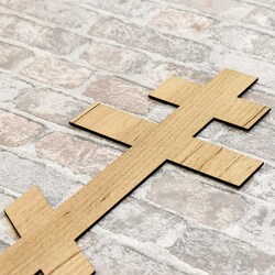 Wooden Orthodox Cross on the Wall | Gold Craft Oak