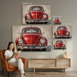 Drevený retro obraz auta - VW Beetle • 1967 | 136x90 cm