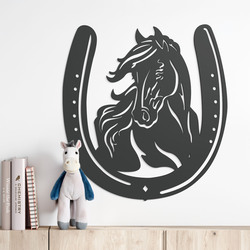 Decorațiune din lemn pentru perete - Cal în potcoavă