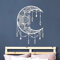 Velký lapač snů na zeď - Mandala Moon | Bílá