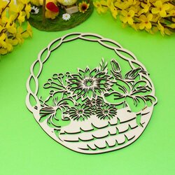 Easter Decoration - Wooden Basket with Flowers