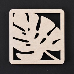 Drevené podpivníky - Set 4 ks monstera