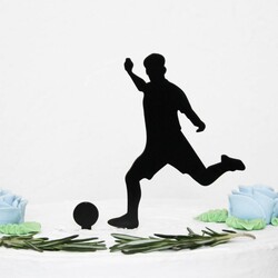 Drevený zápich na tortu - Futbalista muž | Čierna