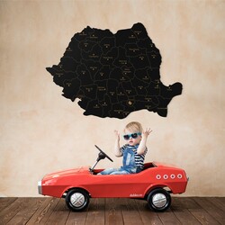 Harta României de perete din lemn | Negru