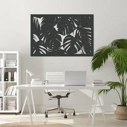 Wooden Wall Decoration - Tropical Leaves | Anthracite Gray