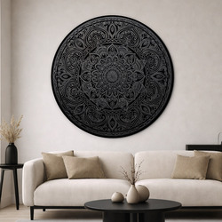 Moon mandala for the wall - Obsidian