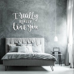 Wooden Sticker - Quote on the Wall - I Really Love You | White