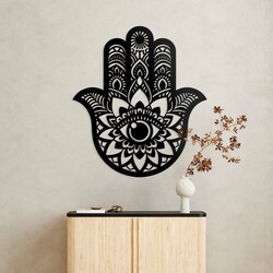 Wooden Picture of Symbol - Hand of Fatima | Black