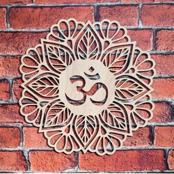 Wooden Mandala Wall Art - Ohm Symbol | Oak Sonoma