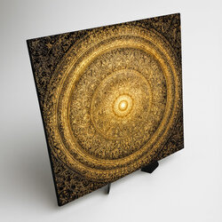 Drevený obraz zlatej mandaly - Dharma