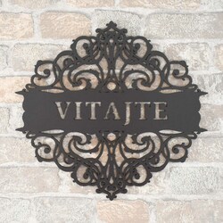 Drevená ozdoba na dvere s nápisom Vitajte | Antracitovo-šedá