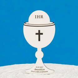 Drevený zápich s menom - Prvé sväté prjímanie | Biela