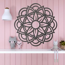 Mandala na stenu - Slnečný svit | Antracitovo-šedá