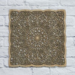 Vyrezávaná drevená mandala na stenu - Štvorec  | Dub Sonoma