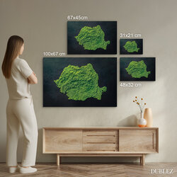 Machový obraz na stenu - Mapa Rumunska (UV tlač)