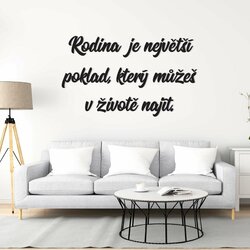 Dřevěný citát na stěnu - Rodina je poklad | Černá
