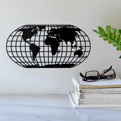 Robinson&#039;s World Map on the Wall | Black