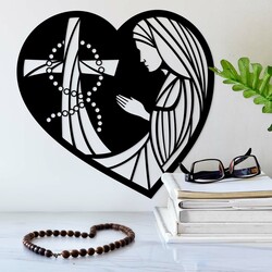 Wooden Wall Art of Virgin Mary | Black