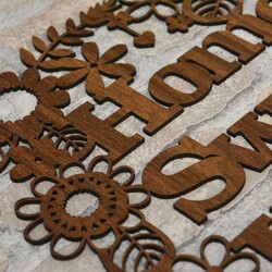 Woode 3D Wall Art - Home Sweet Home | Walnut