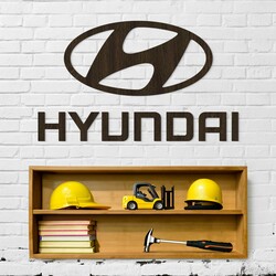 Wooden Car Logo on the Wall - Hyundai | Wenge