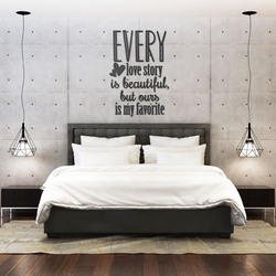Wooden Quote about Love - Every Love Story... | Anthracite Gray