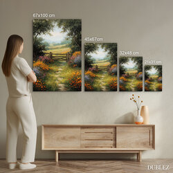 Drevený obraz v štýle olejomaľby - Lúčna cesta