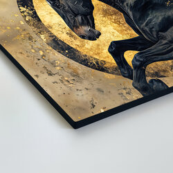 Drevený obraz koňa - Cválajúci mustang