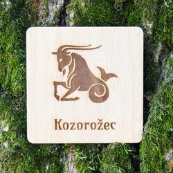 Drevená podložka pod pohár - Znamenie kozorožec