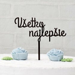 Zápich na tortu z dreva - Všetko najlepšie | Čierna