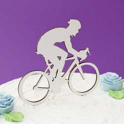 Drevený zápich na tortu s menom - Bicyklista | Biela