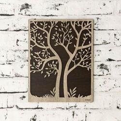 Wooden Home Decor - Tree in Frame | Dark / Pale wood