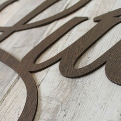 Drevený nápis na stenu - nálepka Ľúbim Ťa | Wenge