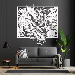 Tablou 3D decupat - Marele dragon chinezesc | Alb