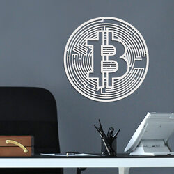 Wooden Wall Art - Bitcoin | White