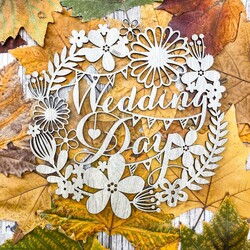 Svadobná dekorácia - Drevený veniec Wedding day | Dub Sonoma