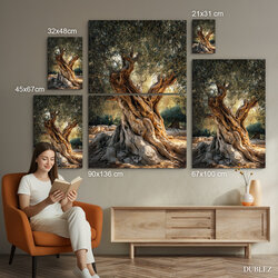 Tablou mediteranean din lemn - Măslin centenar | 90x136 cm